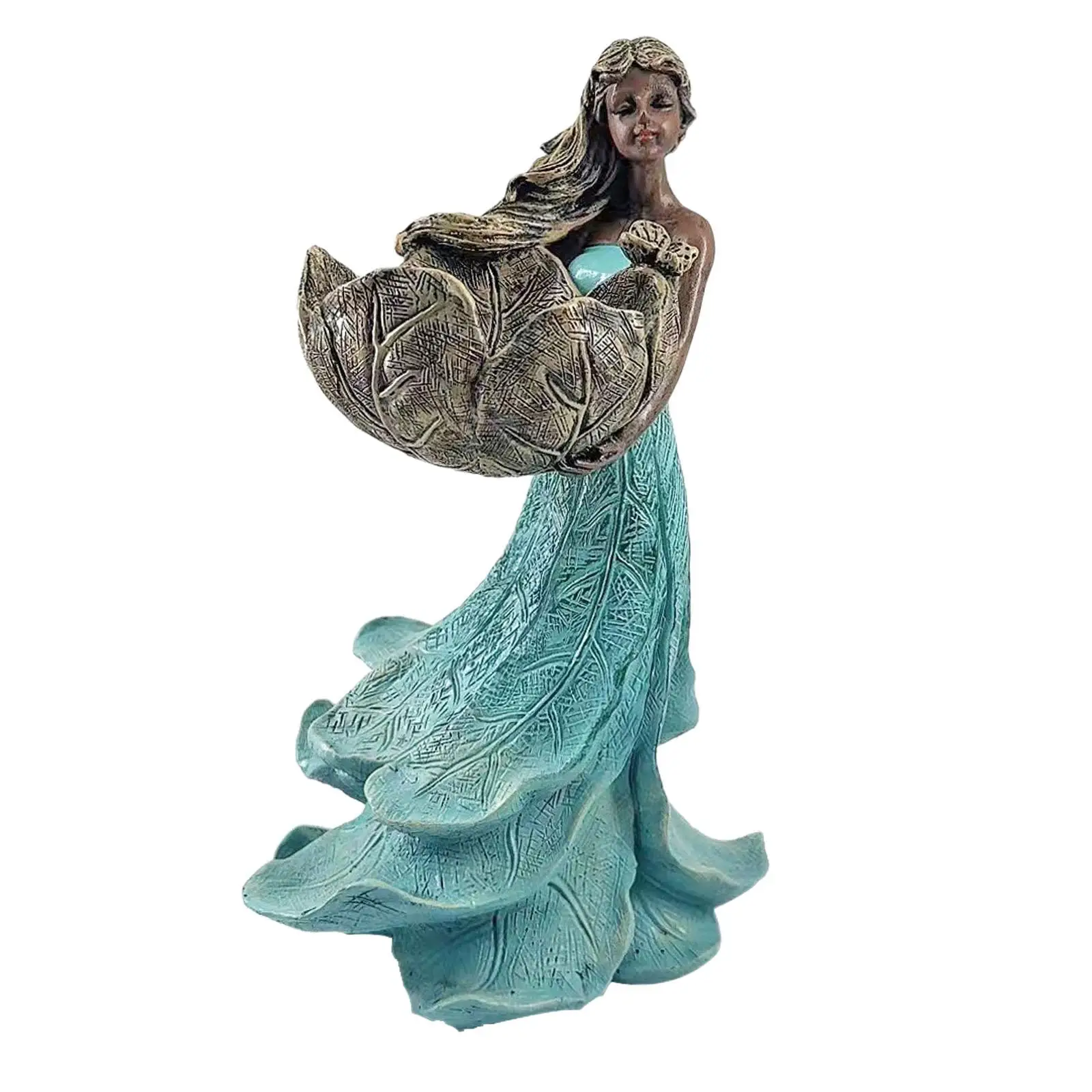 Bird Feeder Blue Goddess Holder Resin Figurine for Decoration Bedroom Indoor