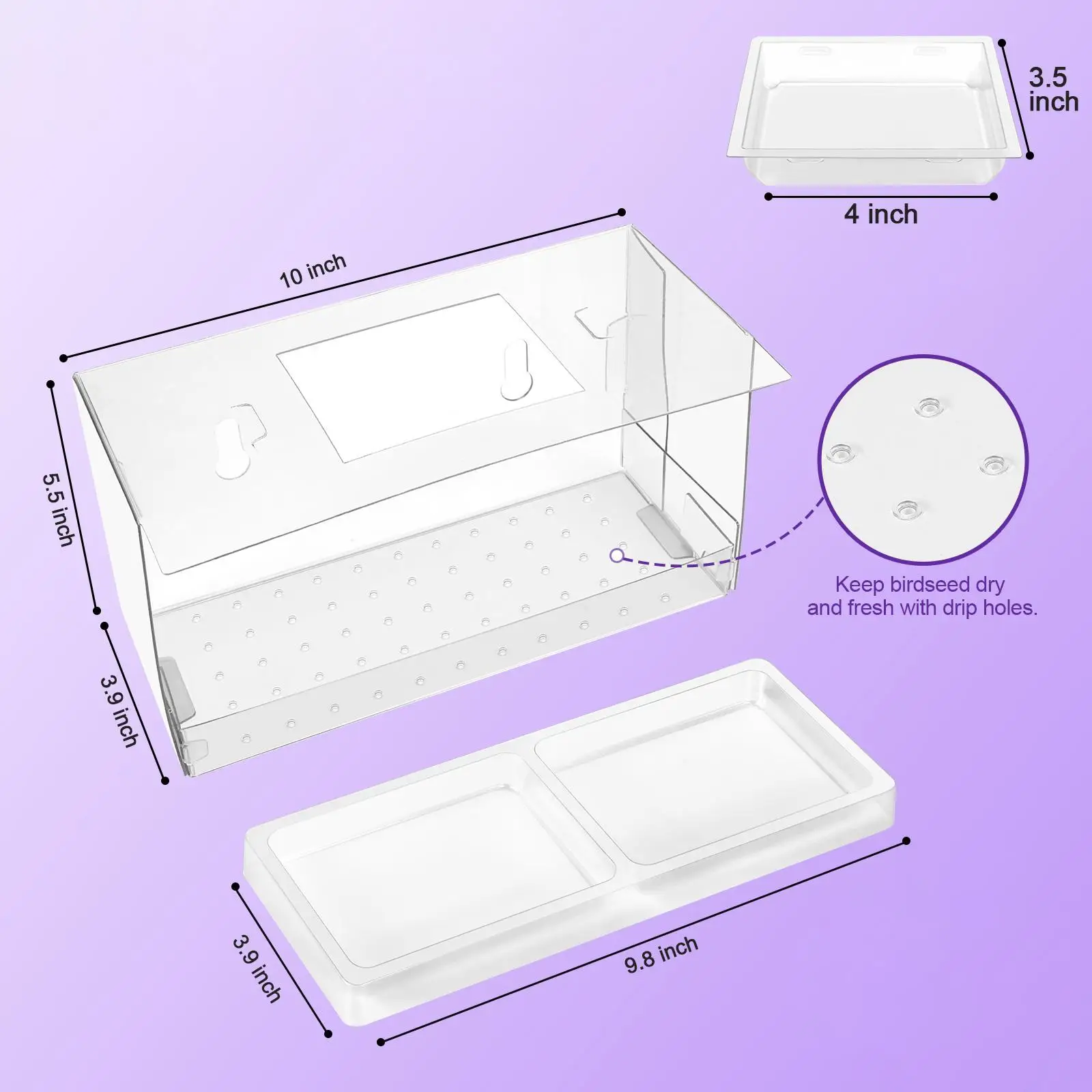 Bird Feeder Window Mount with Suction Cups Transparent Outside Birdhouse for Cardinals Bluebird Viewing Finches Chickadees