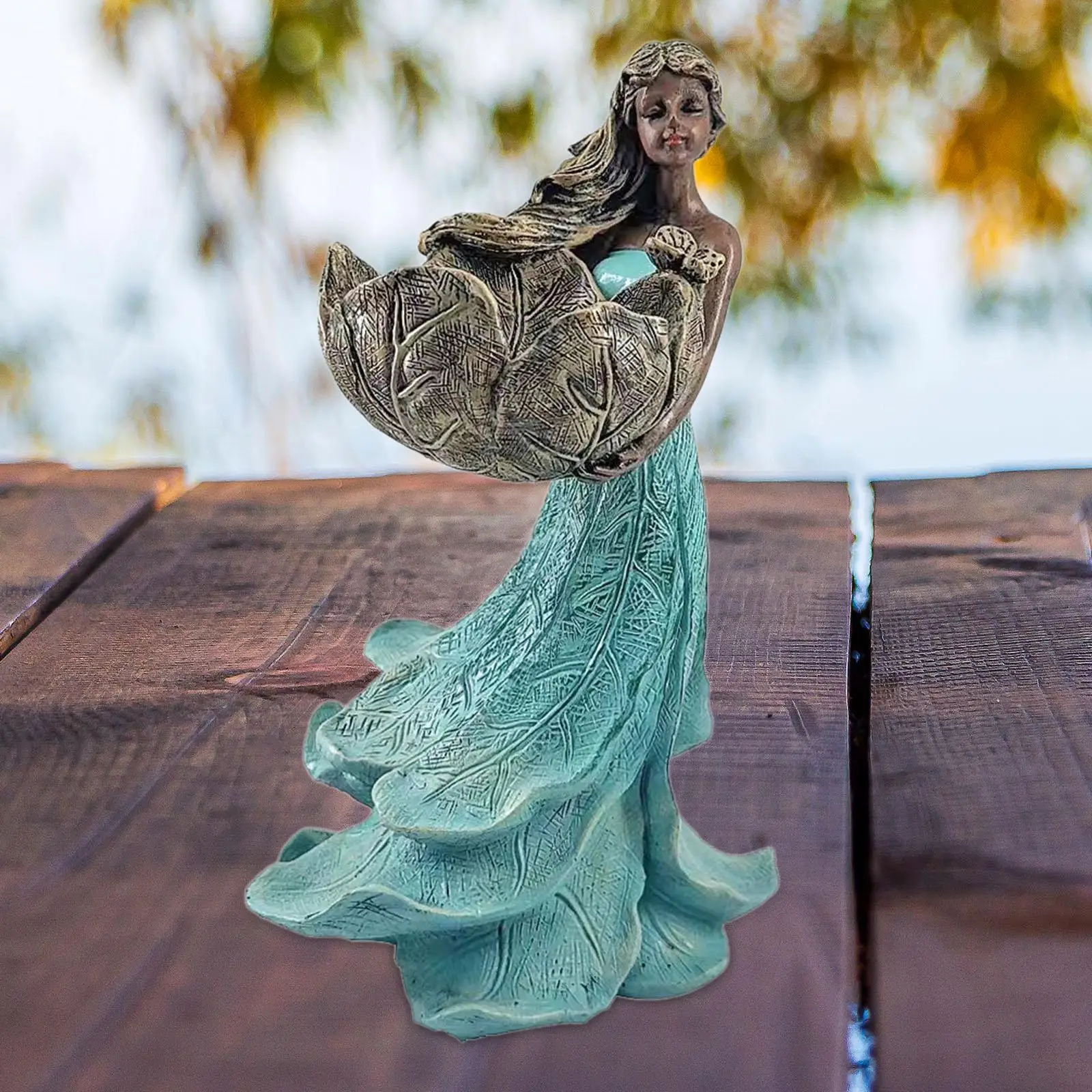 Bird Feeder Blue Goddess Holder Resin Figurine for Decoration Bedroom Indoor