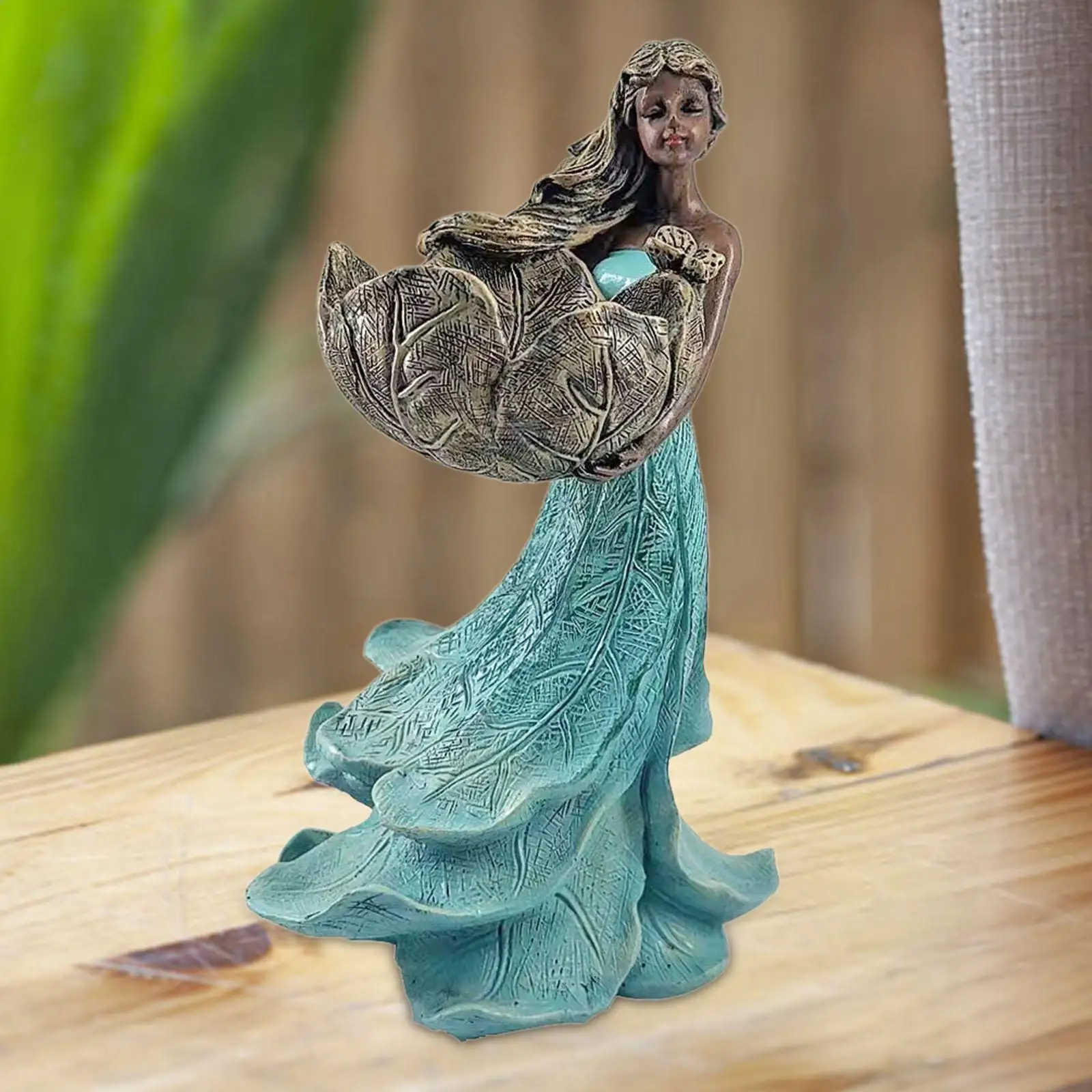 Bird Feeder Blue Goddess Holder Resin Figurine for Decoration Bedroom Indoor